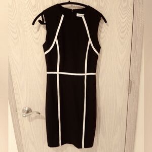 Calvin Klein Black Dress With White Trim Size 6